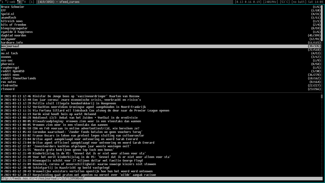 Screenshot showing the horizontal layout