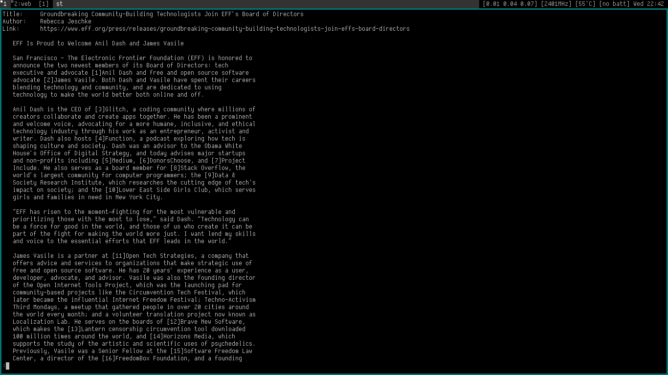 Screenshot showing the output of the pipe content script