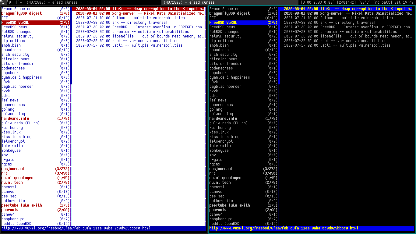 Screenshot showing a custom colorscheme